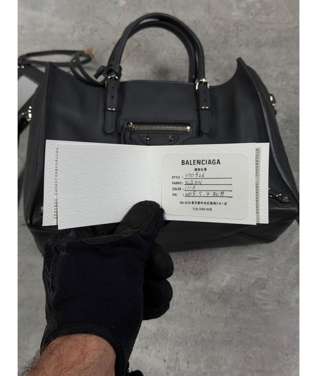 BALENCIAGA Серая кожаная сумка с короткими ручками, фото 7
