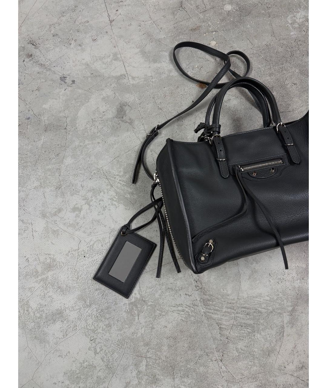 BALENCIAGA Серая кожаная сумка с короткими ручками, фото 4