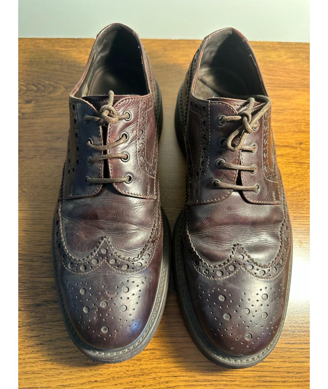 GIORGIO ARMANI Бордовые кожаные туфли, фото 2