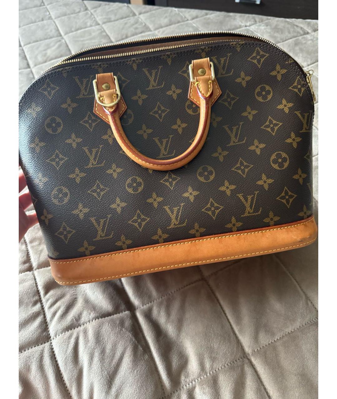LOUIS VUITTON Коричневая кожаная сумка с короткими ручками, фото 8
