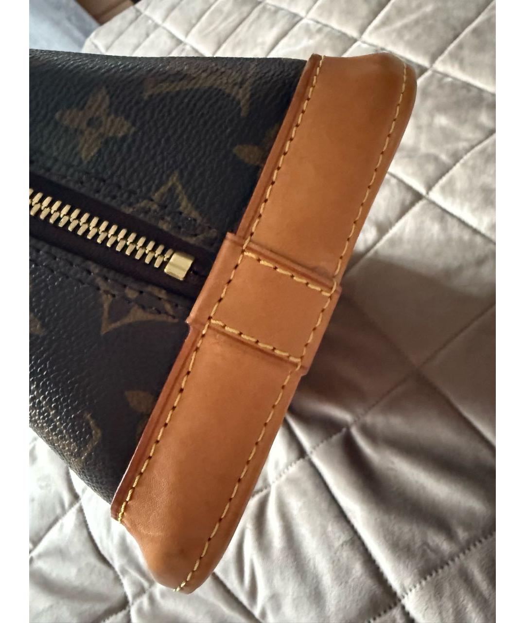 LOUIS VUITTON Коричневая кожаная сумка с короткими ручками, фото 7