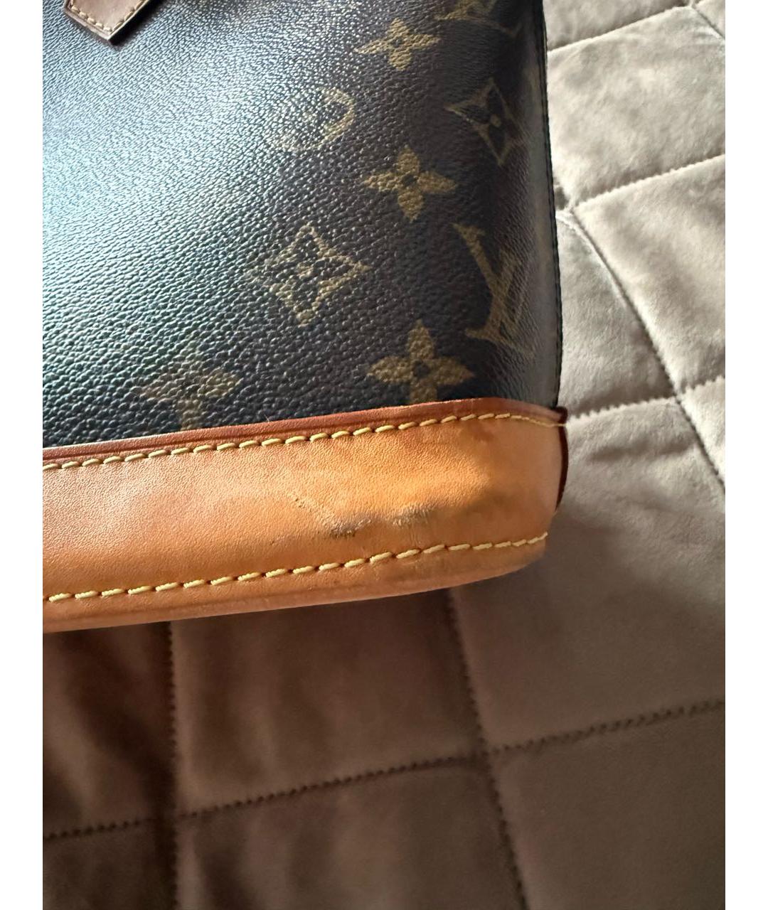 LOUIS VUITTON Коричневая кожаная сумка с короткими ручками, фото 6