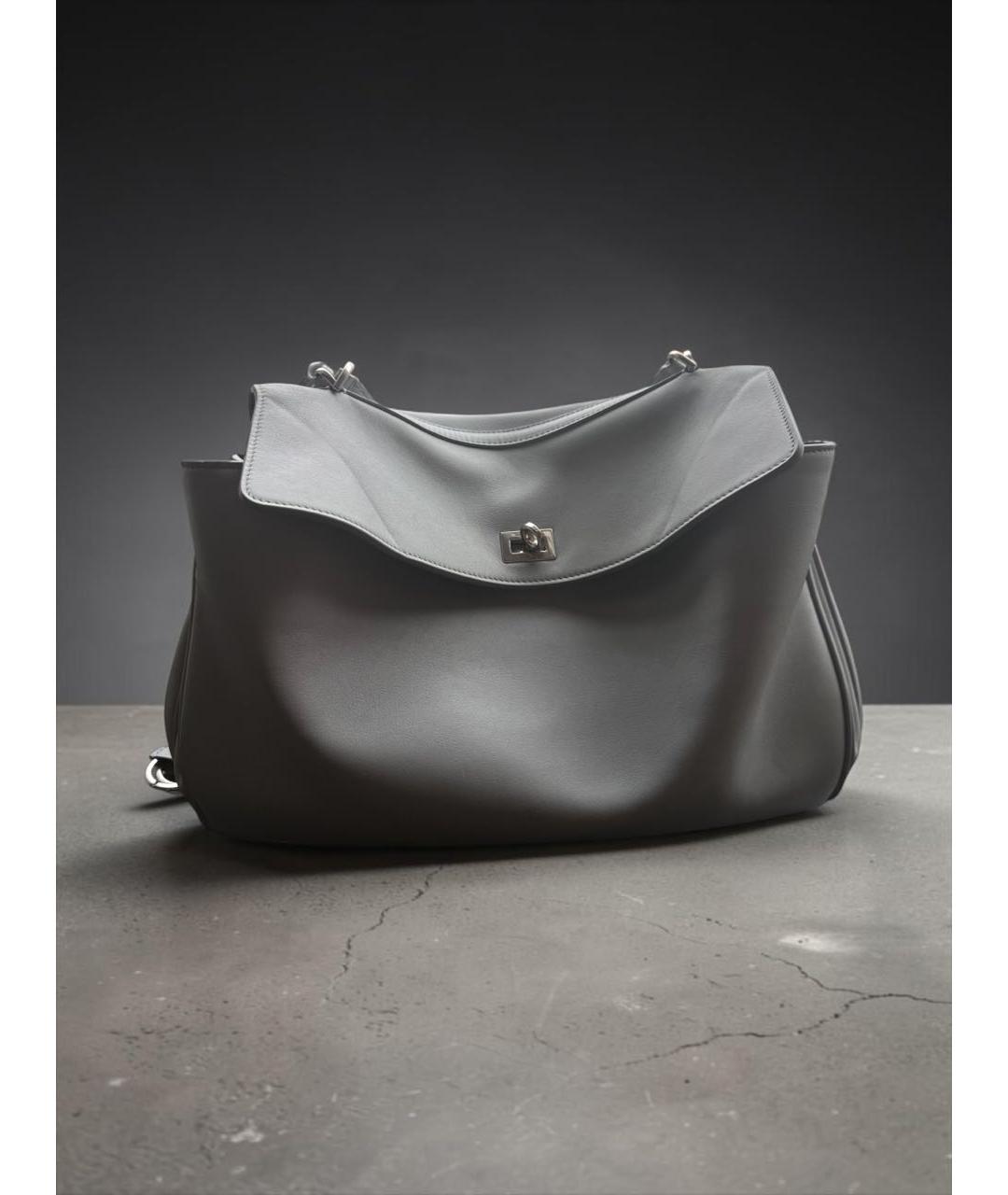 BALENCIAGA Серая кожаная сумка через плечо, фото 8