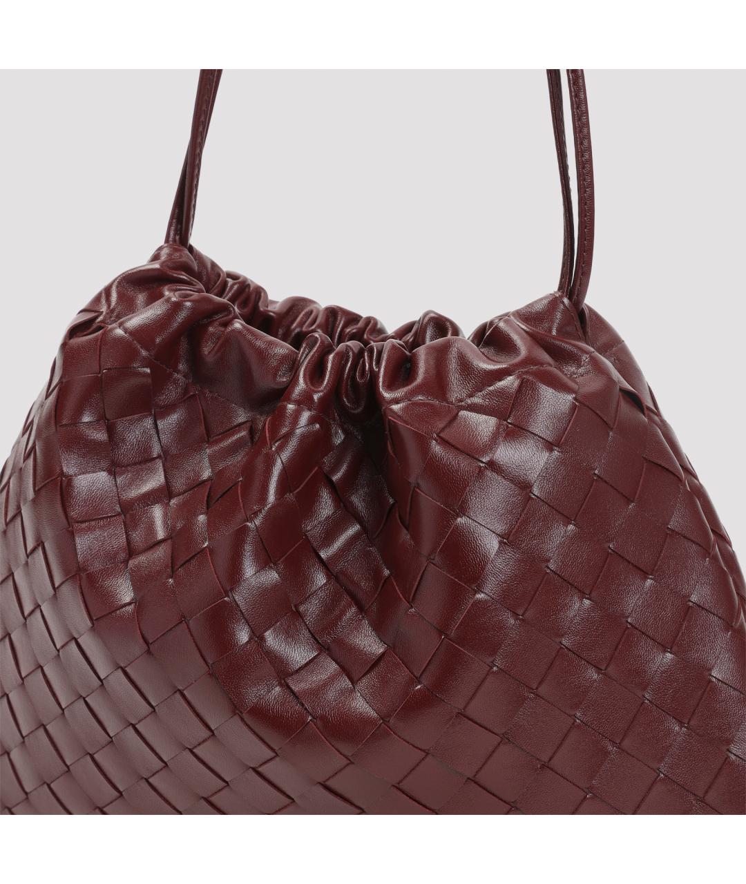 BOTTEGA VENETA Бордовая кожаная сумка с короткими ручками, фото 3