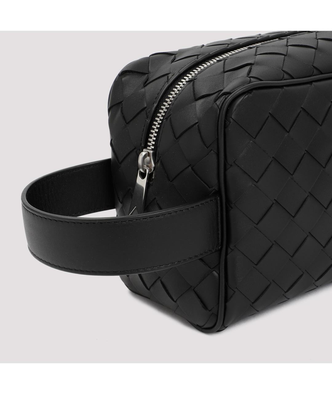 BOTTEGA VENETA Черная кожаная барсетка, фото 4