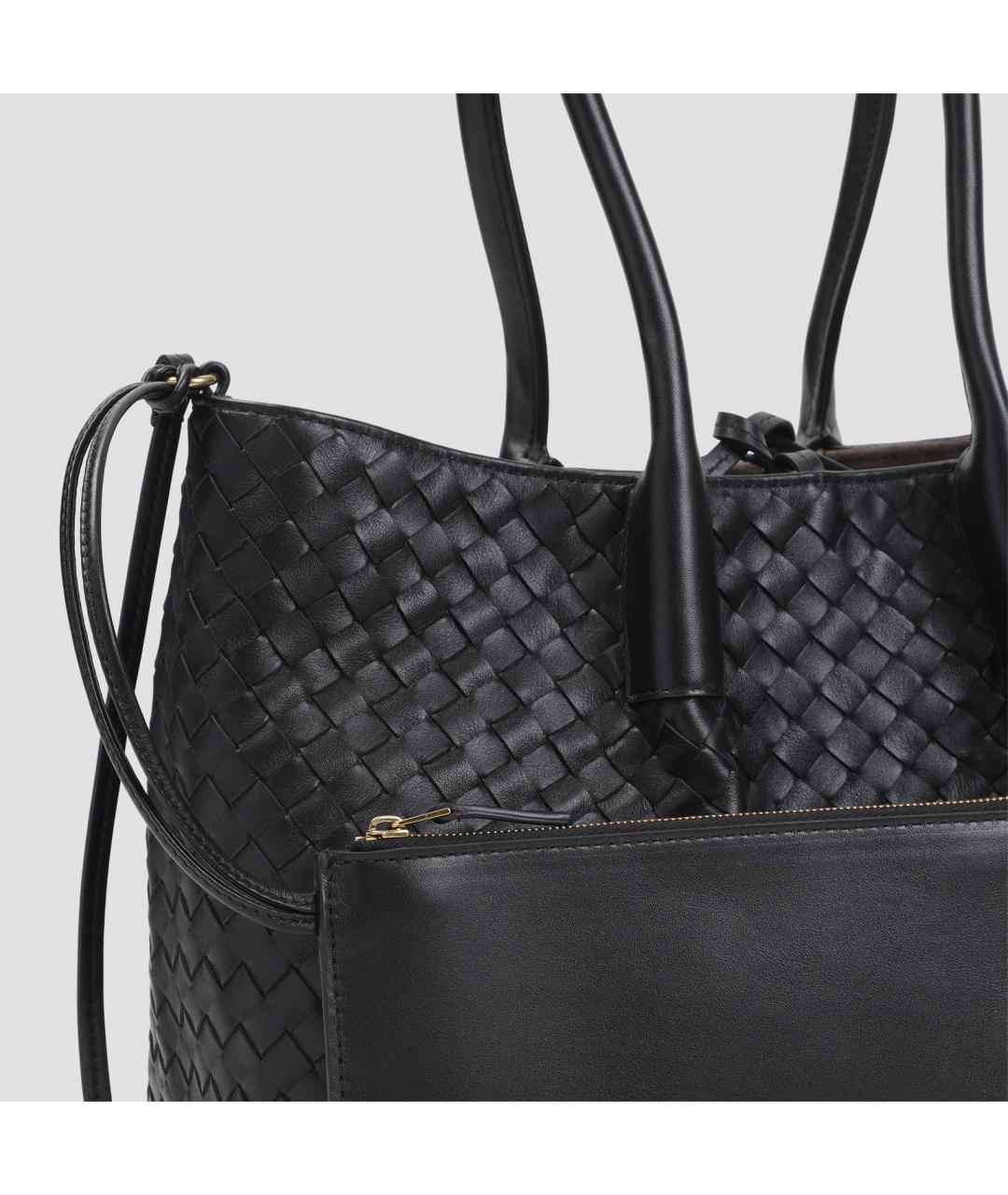 BOTTEGA VENETA Черная кожаная сумка через плечо, фото 3