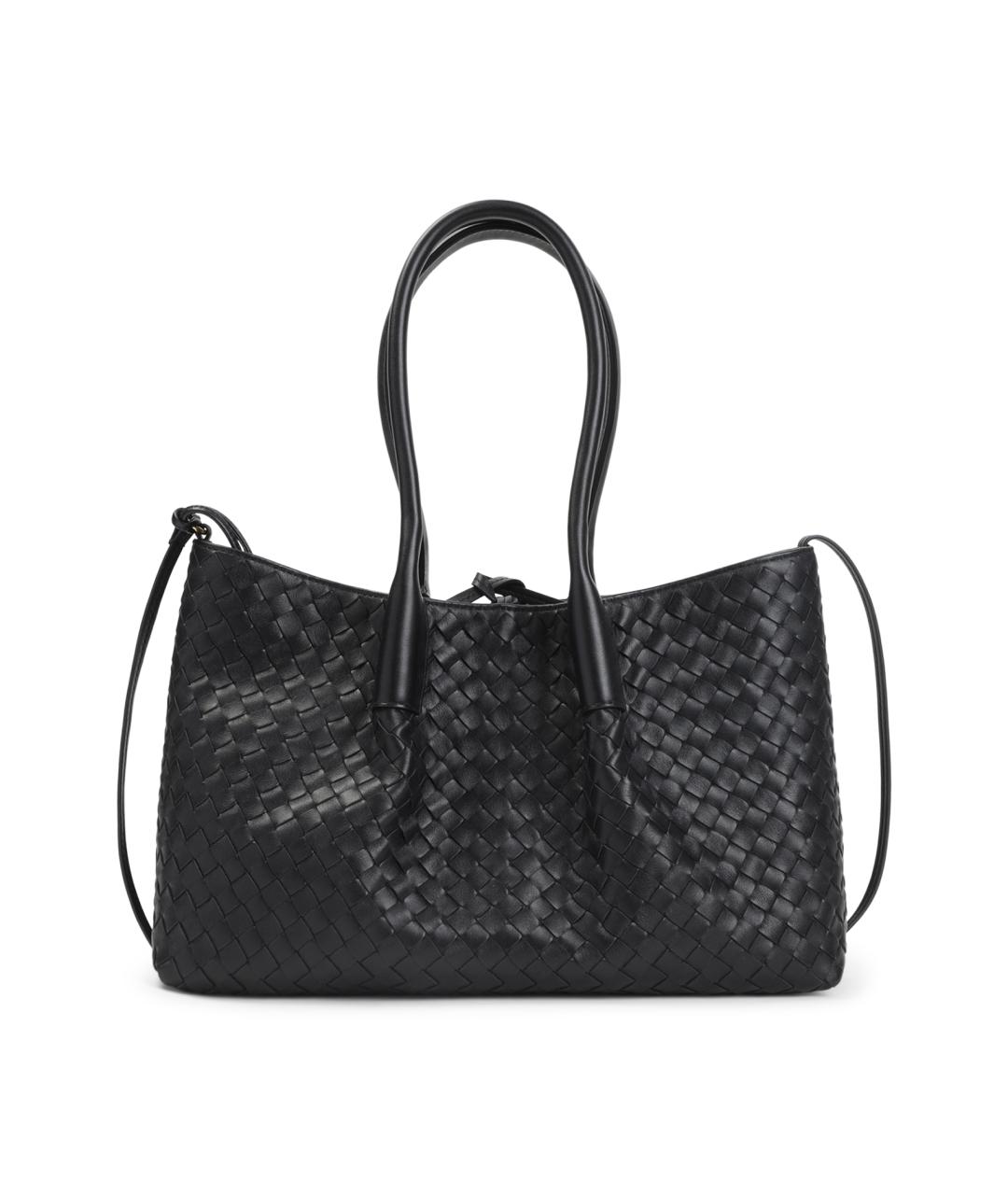 BOTTEGA VENETA Черная кожаная сумка через плечо, фото 1