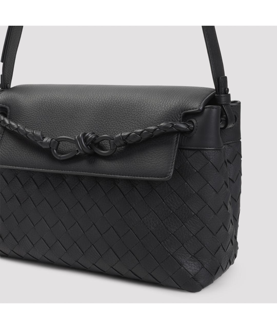 BOTTEGA VENETA Черная кожаная сумка через плечо, фото 3