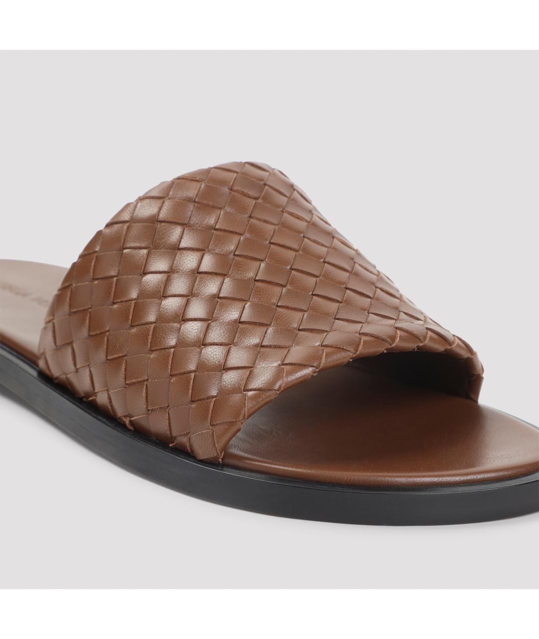 BOTTEGA VENETA Коричневые кожаные сандалии, фото 4