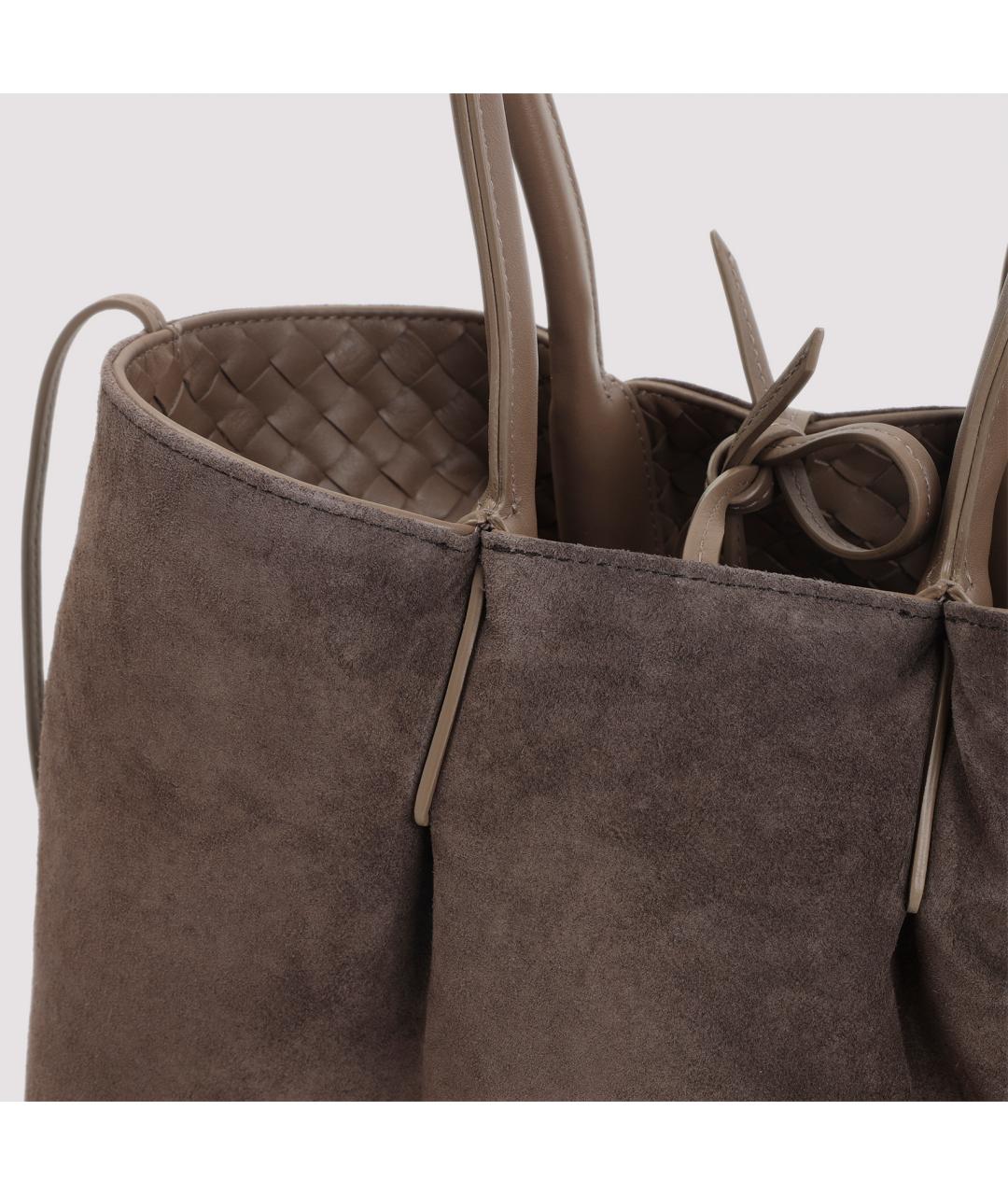 BOTTEGA VENETA Коричневая кожаная сумка с короткими ручками, фото 4
