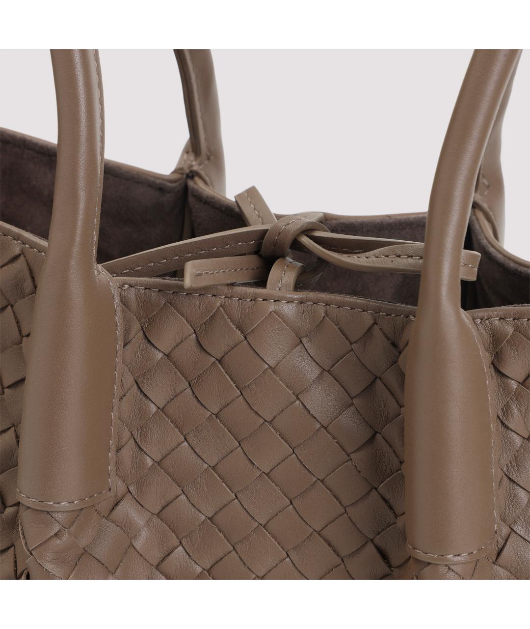 BOTTEGA VENETA Коричневая кожаная сумка с короткими ручками, фото 3