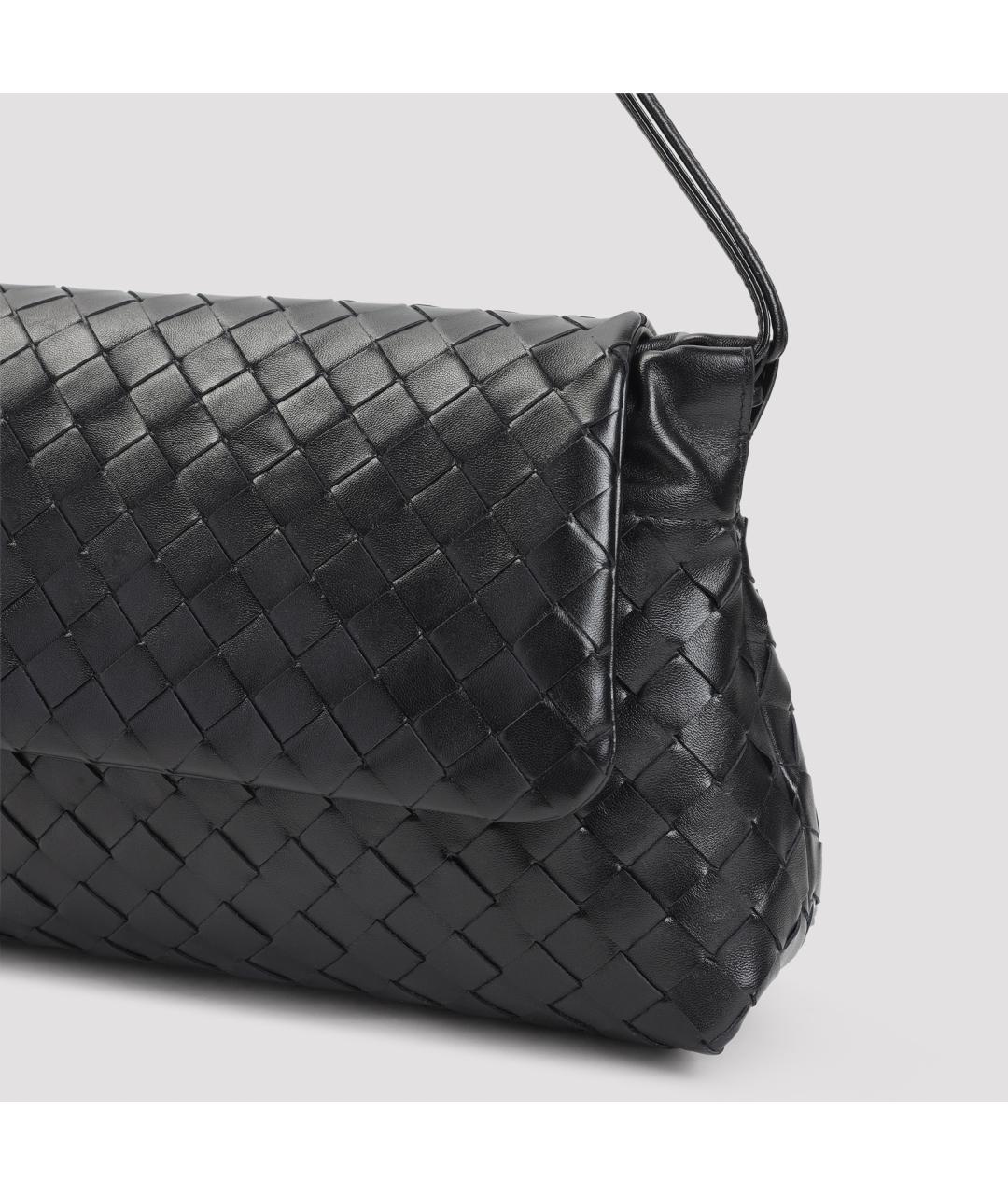 BOTTEGA VENETA Черная кожаная сумка через плечо, фото 4