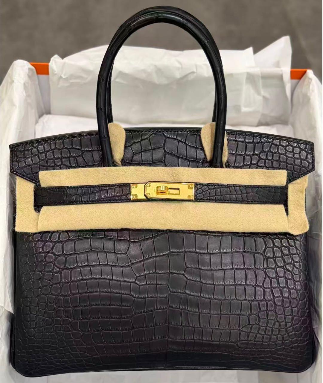 HERMES Черная сумка с короткими ручками из экзотической кожи, фото 2