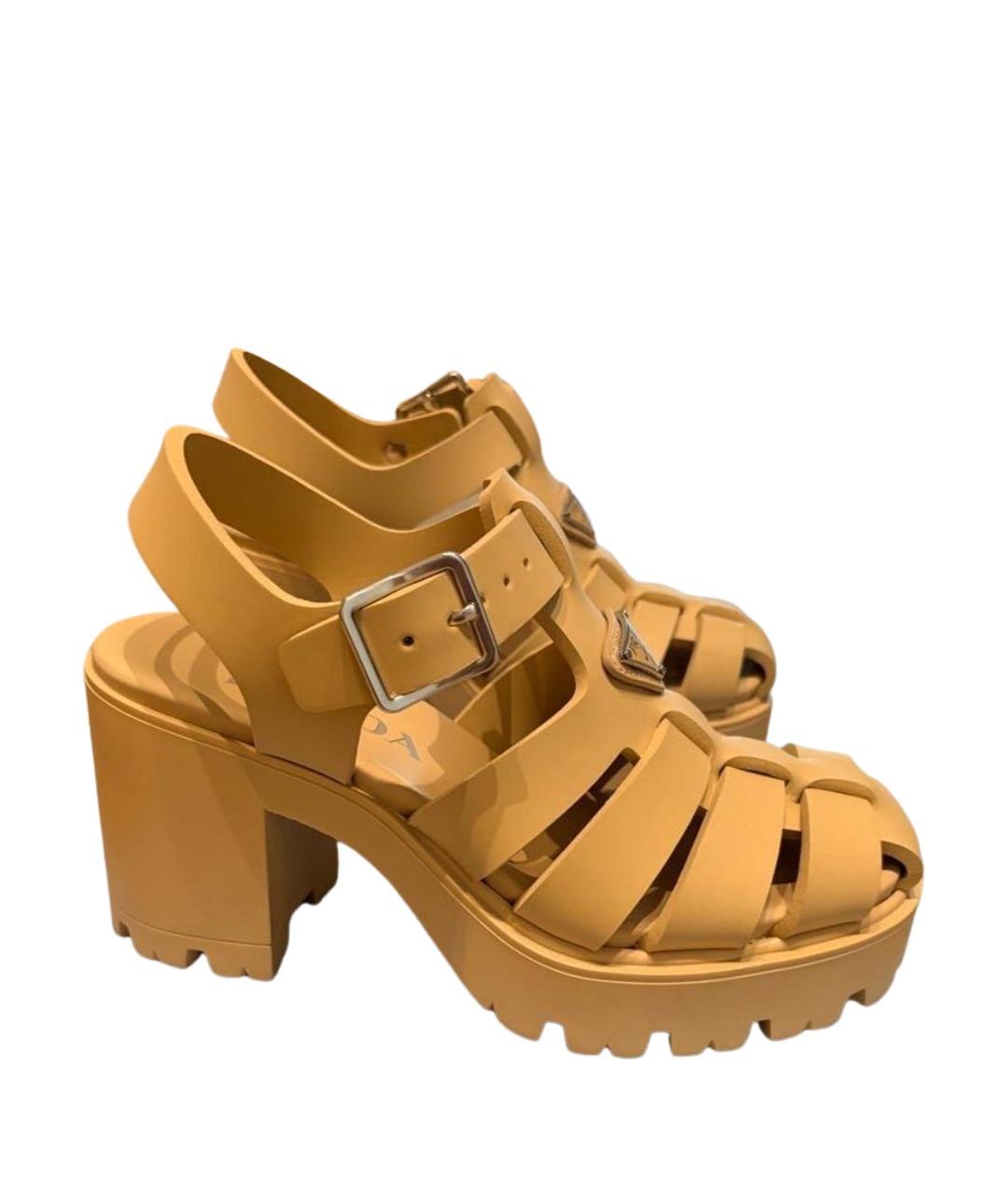 PRADA Бежевые босоножки, фото 6