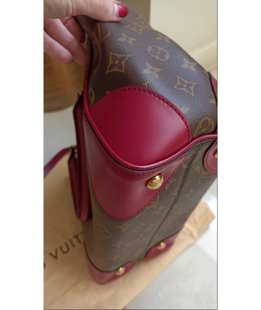 LOUIS VUITTON Коричневая кожаная сумка с короткими ручками, фото 7