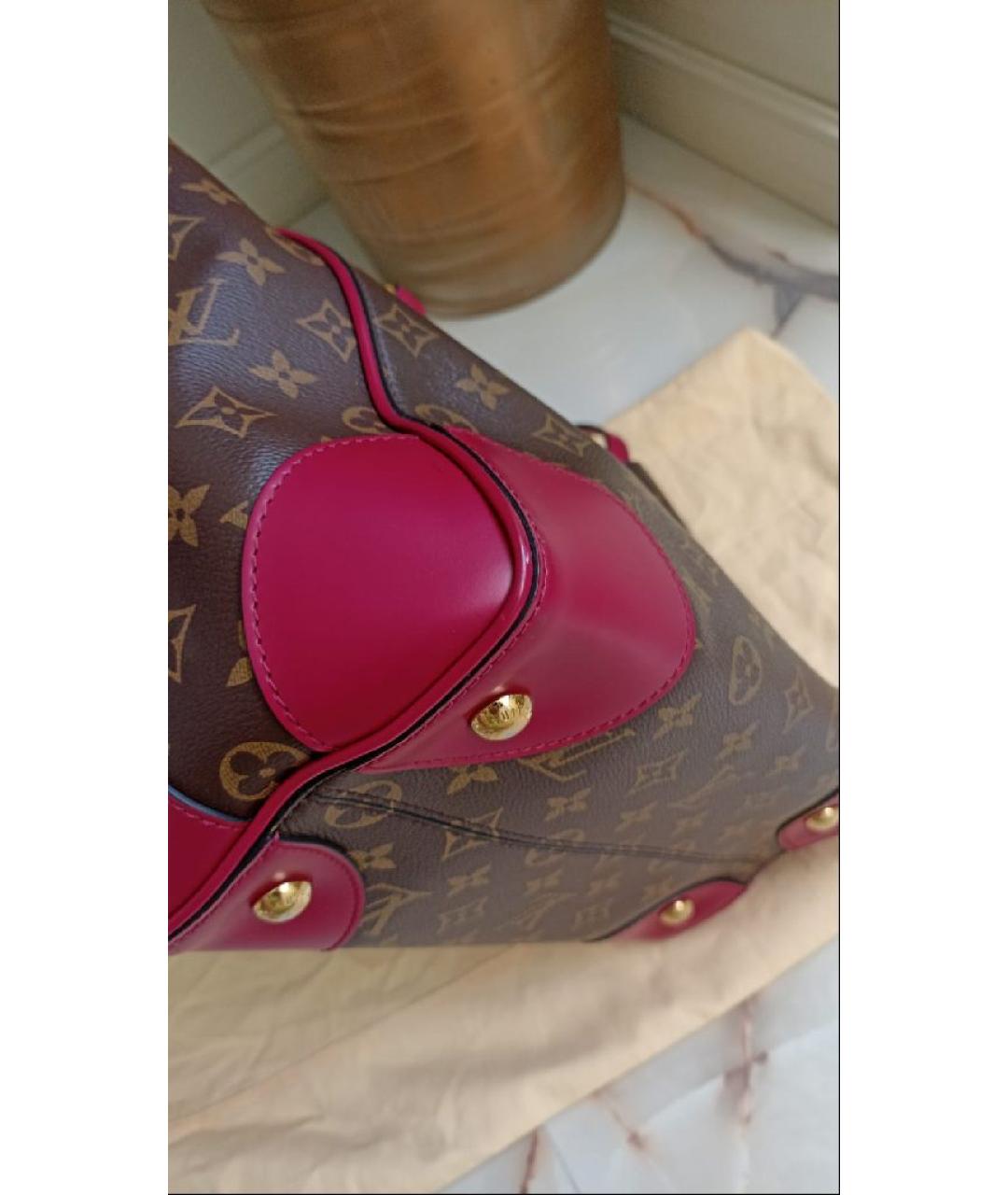 LOUIS VUITTON Коричневая кожаная сумка с короткими ручками, фото 5