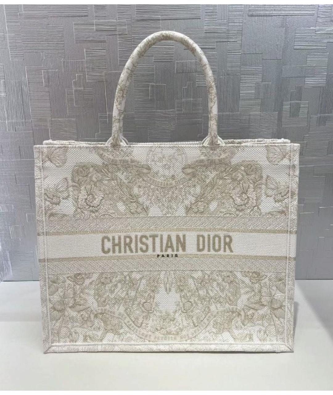 CHRISTIAN DIOR Бежевая жаккардовая сумка тоут, фото 9