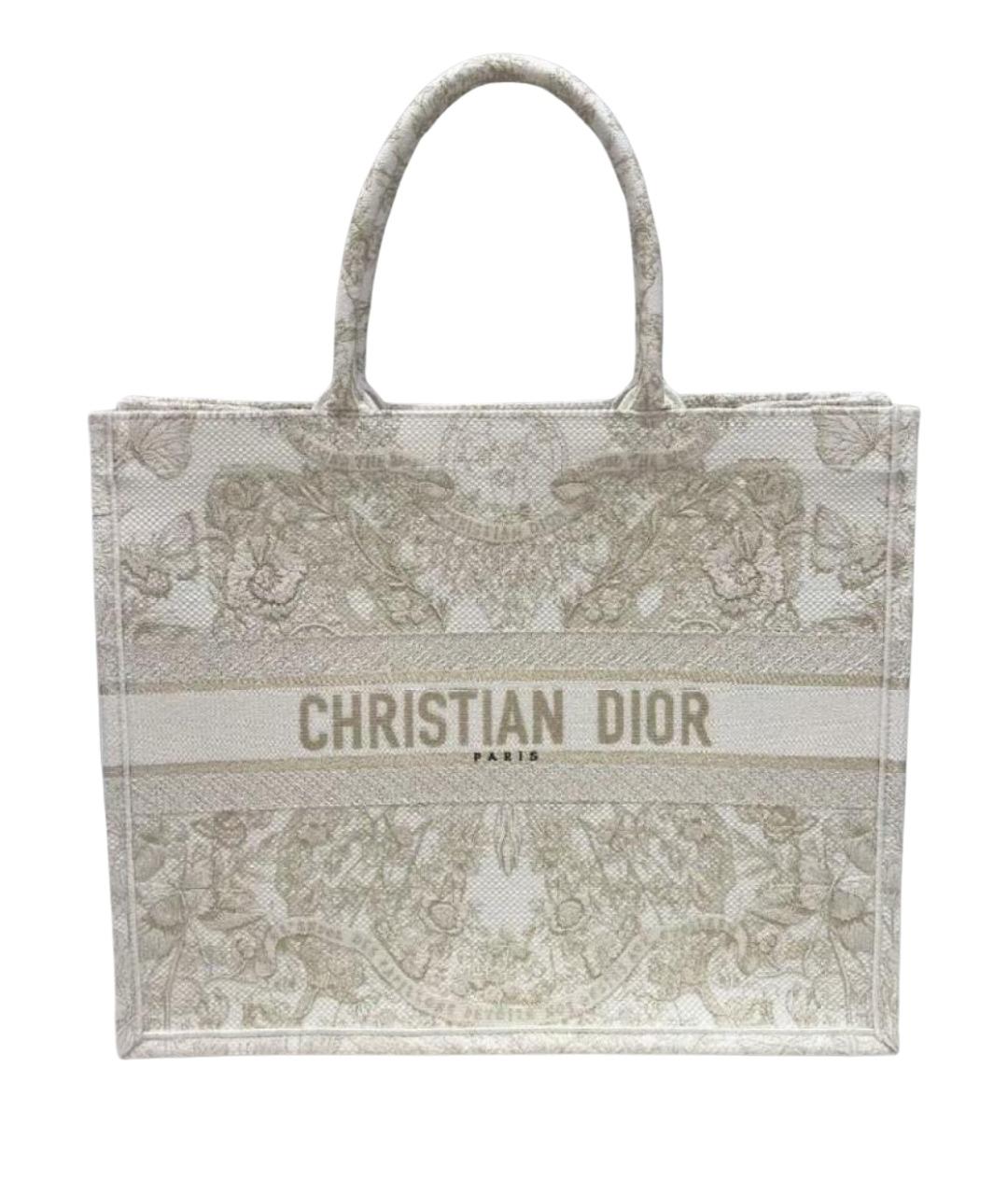 CHRISTIAN DIOR Бежевая жаккардовая сумка тоут, фото 1