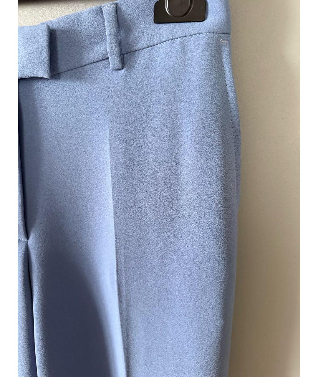 DRIES VAN NOTEN Голубые полиэстеровые прямые брюки, фото 4