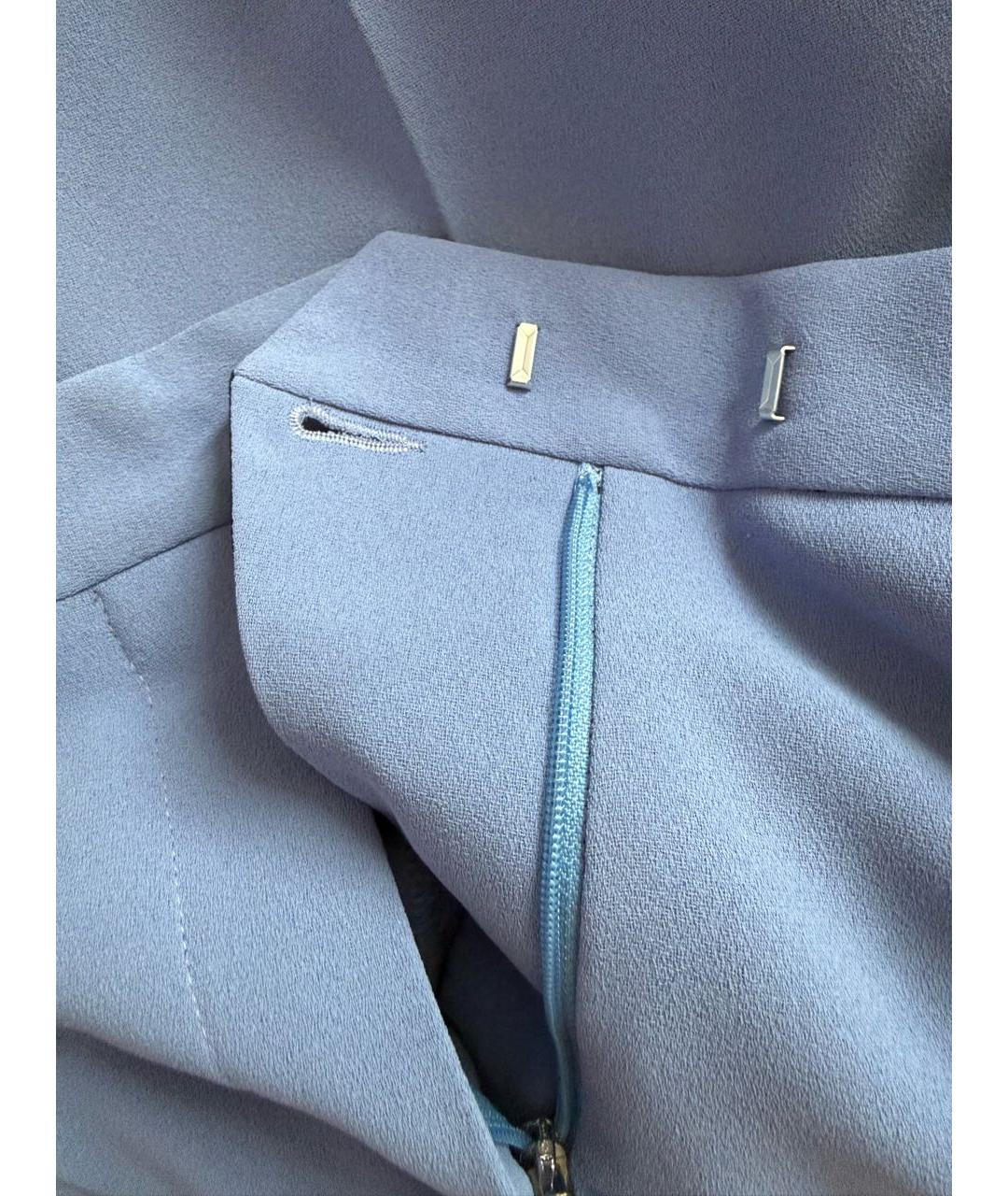 DRIES VAN NOTEN Голубые полиэстеровые прямые брюки, фото 3