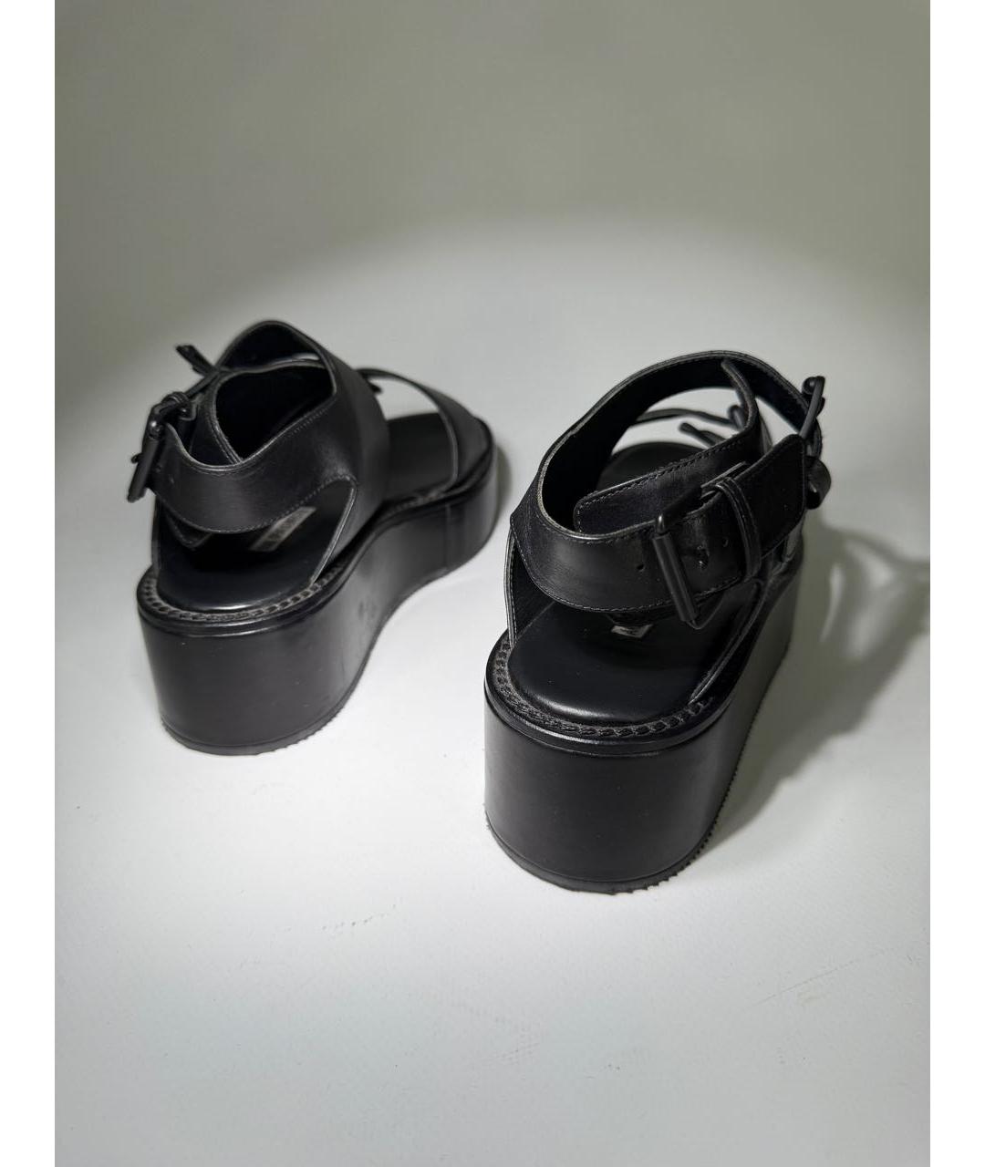 ANN DEMEULEMEESTER Черные кожаные босоножки, фото 5