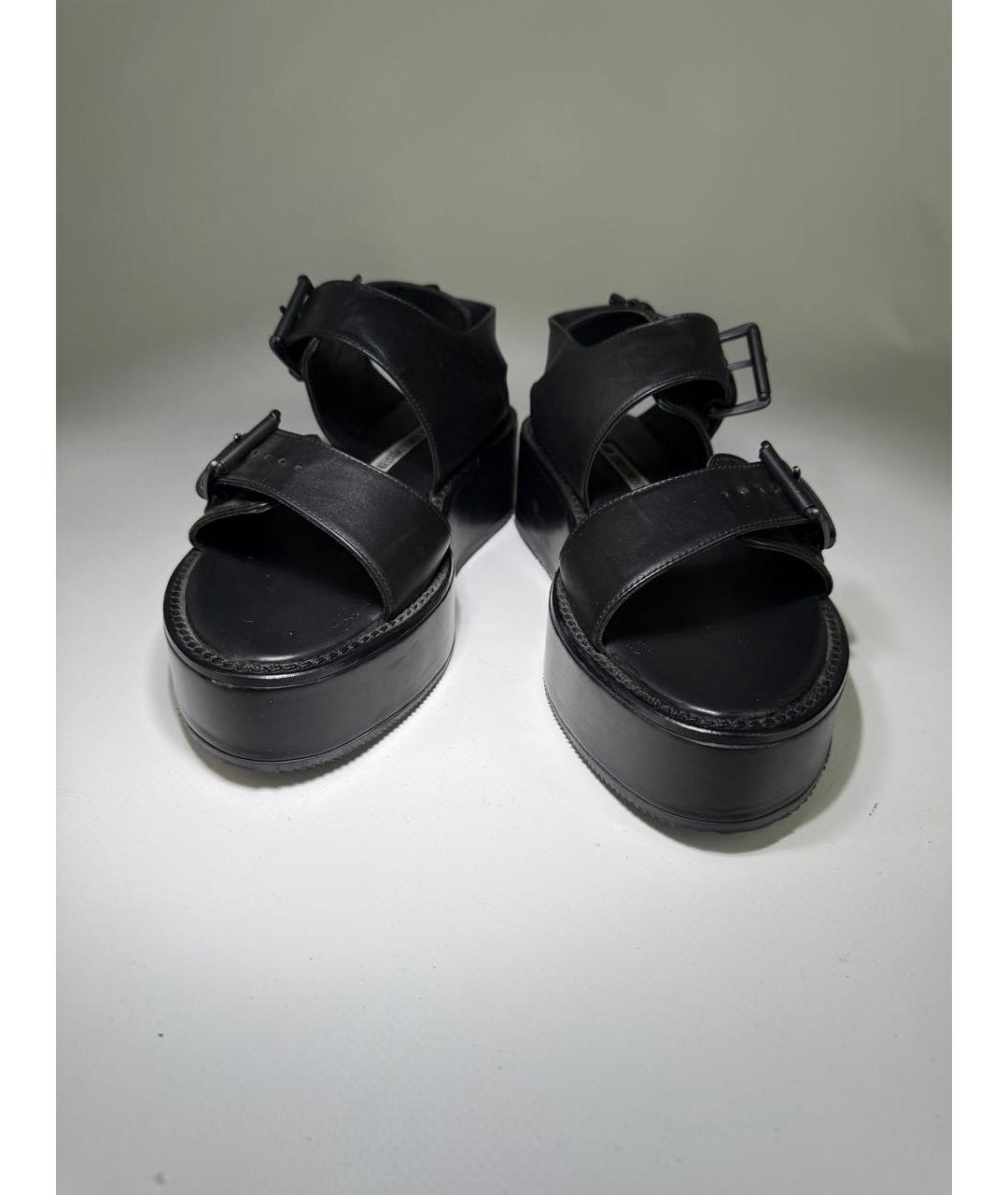 ANN DEMEULEMEESTER Черные кожаные босоножки, фото 4