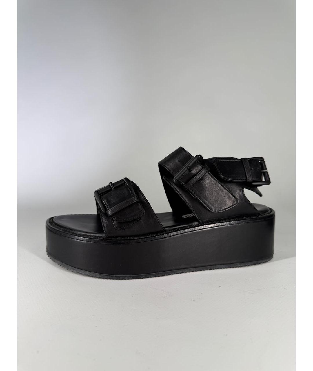 ANN DEMEULEMEESTER Черные кожаные босоножки, фото 9