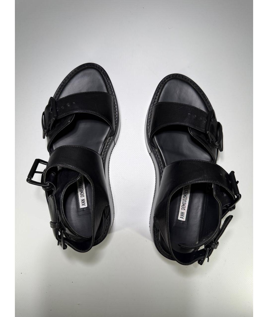 ANN DEMEULEMEESTER Черные кожаные босоножки, фото 6