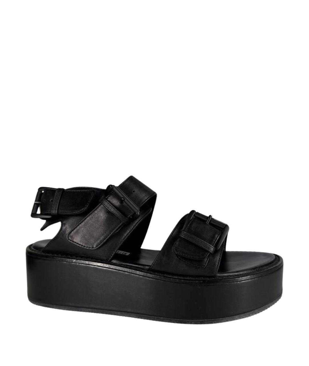 ANN DEMEULEMEESTER Черные кожаные босоножки, фото 1