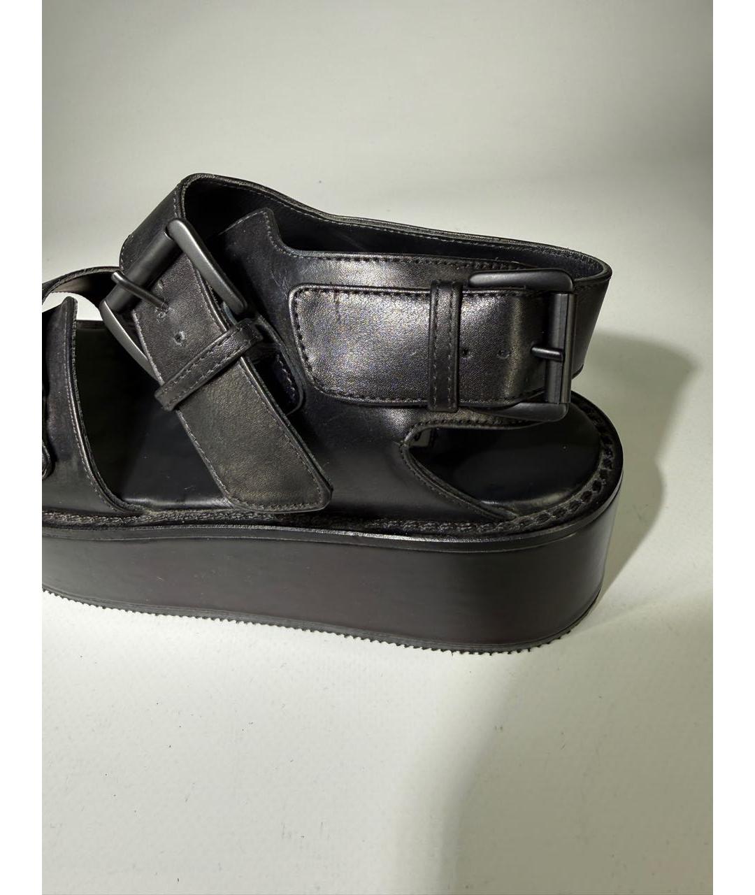 ANN DEMEULEMEESTER Черные кожаные босоножки, фото 8