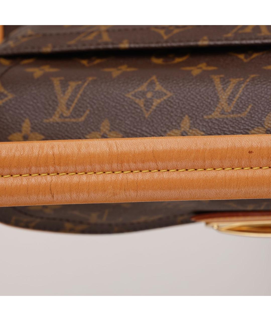 LOUIS VUITTON Коричневая кожаная сумка с короткими ручками, фото 7