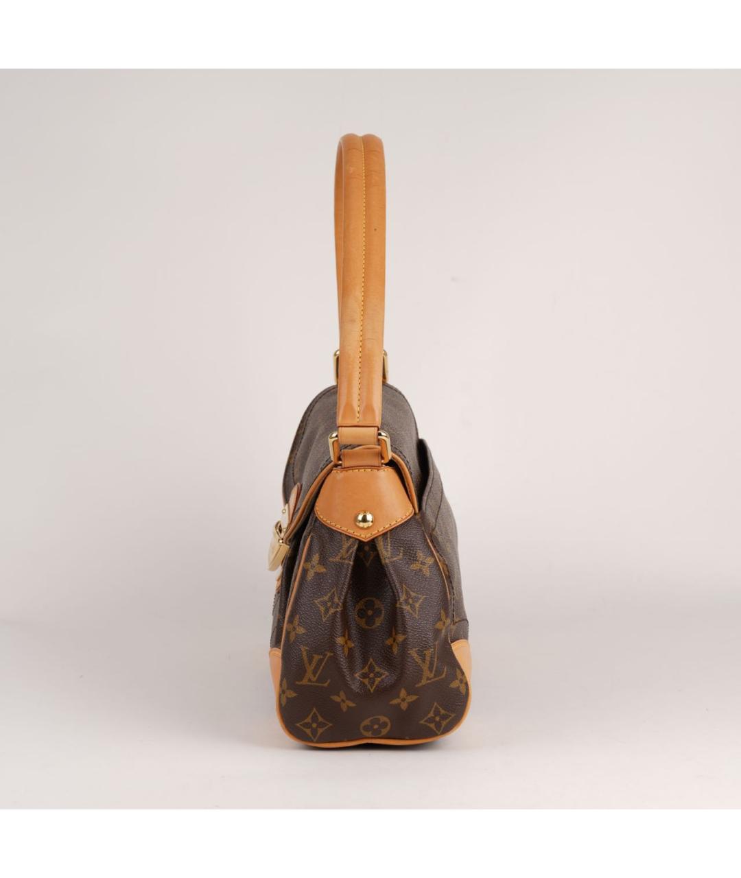 LOUIS VUITTON Коричневая кожаная сумка с короткими ручками, фото 4