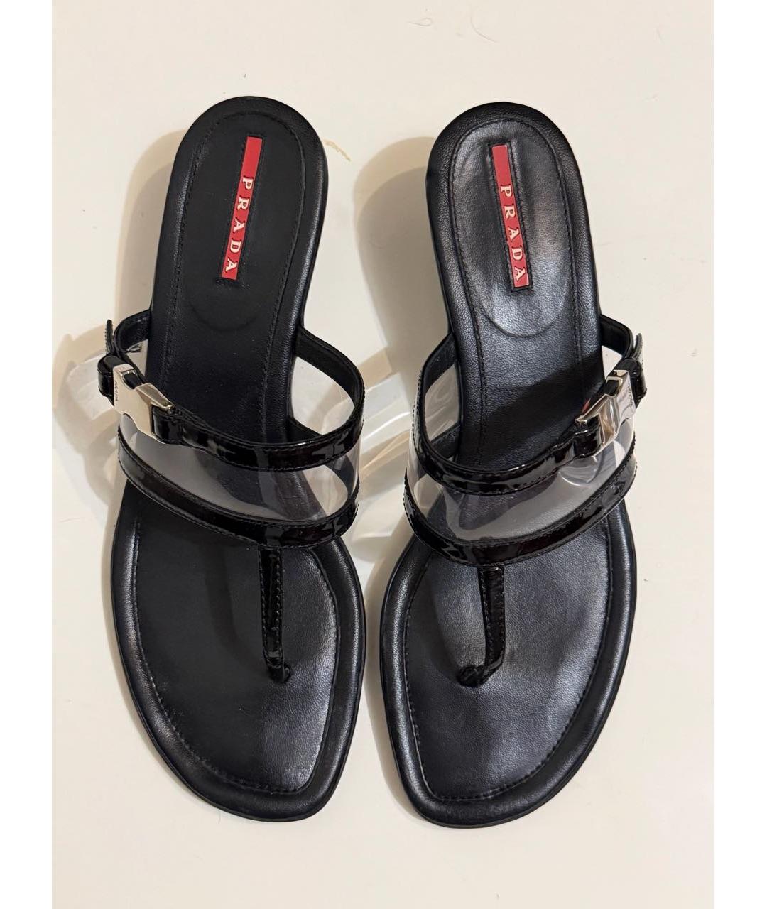 PRADA Черные кожаные мюли, фото 3