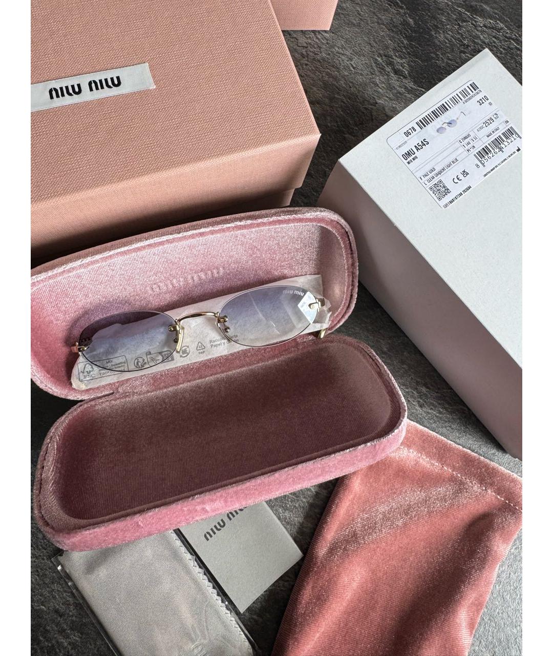 MIU MIU Голубые металлические солнцезащитные очки, фото 3