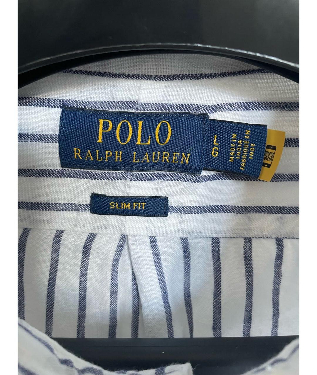 POLO RALPH LAUREN Белая льняная кэжуал рубашка, фото 3