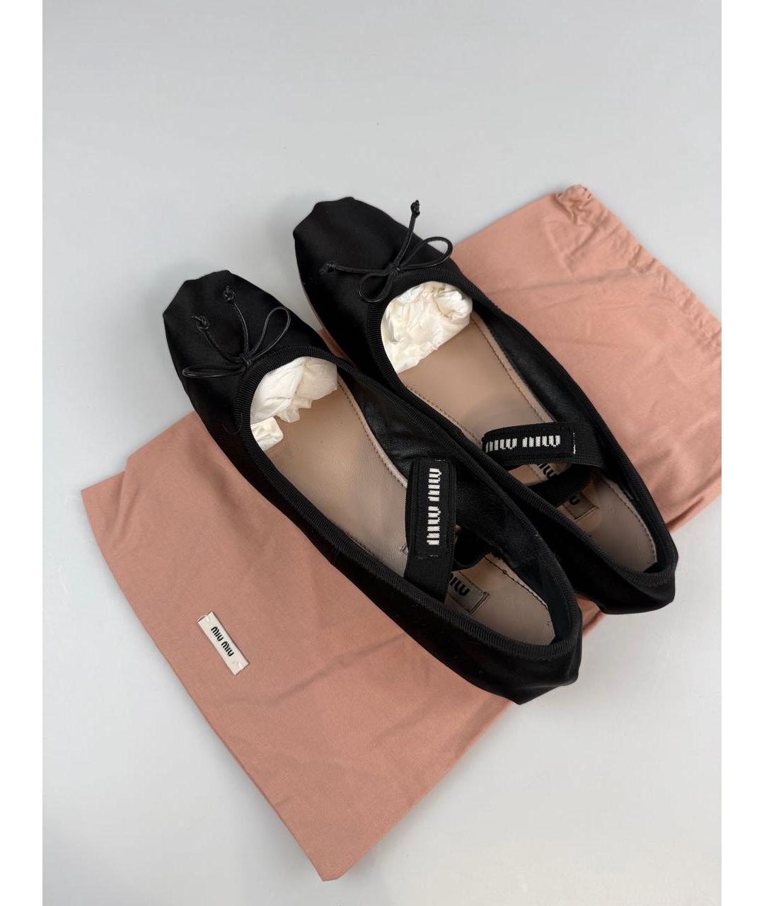 MIU MIU Черные текстильные балетки, фото 6