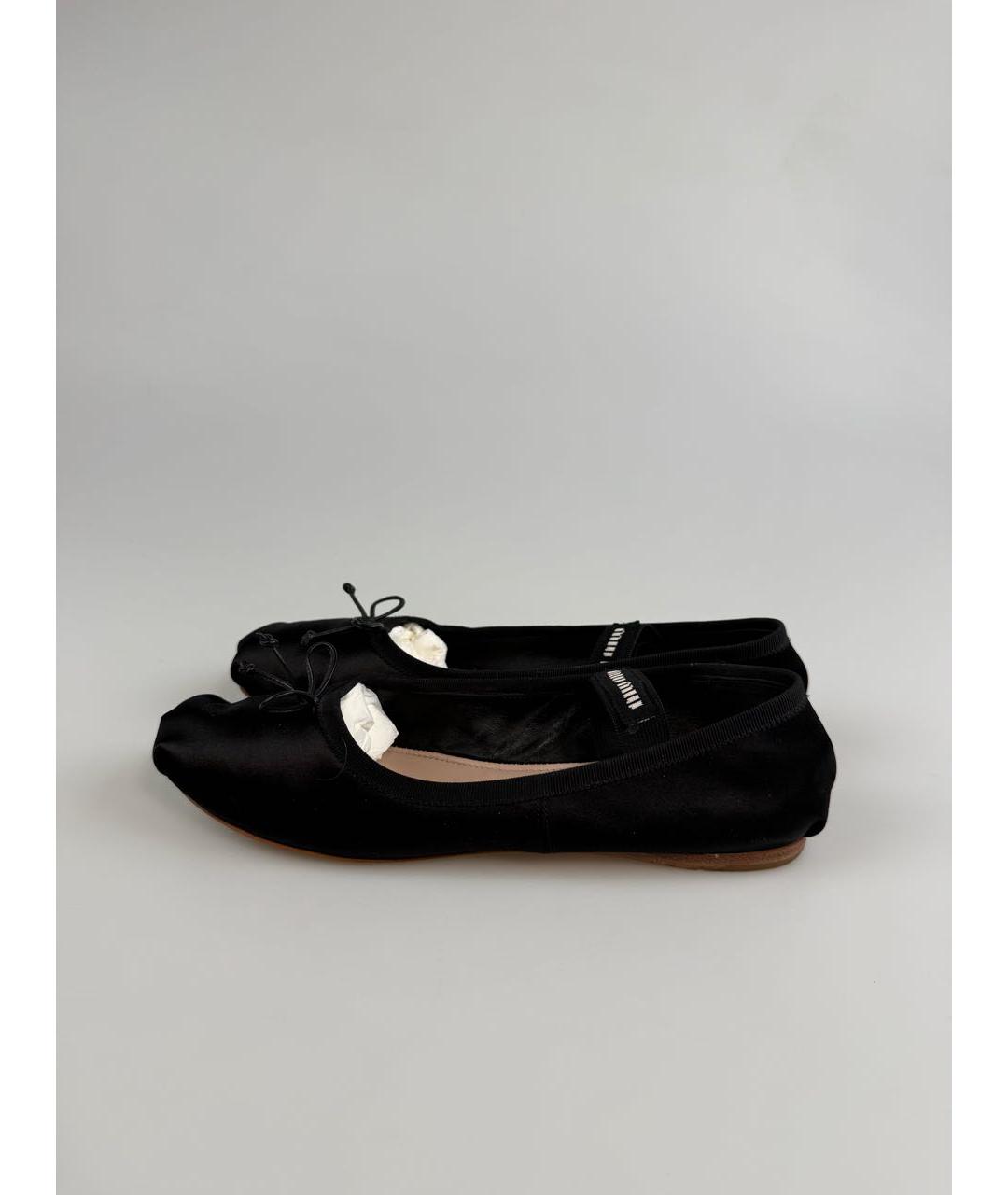 MIU MIU Черные текстильные балетки, фото 5