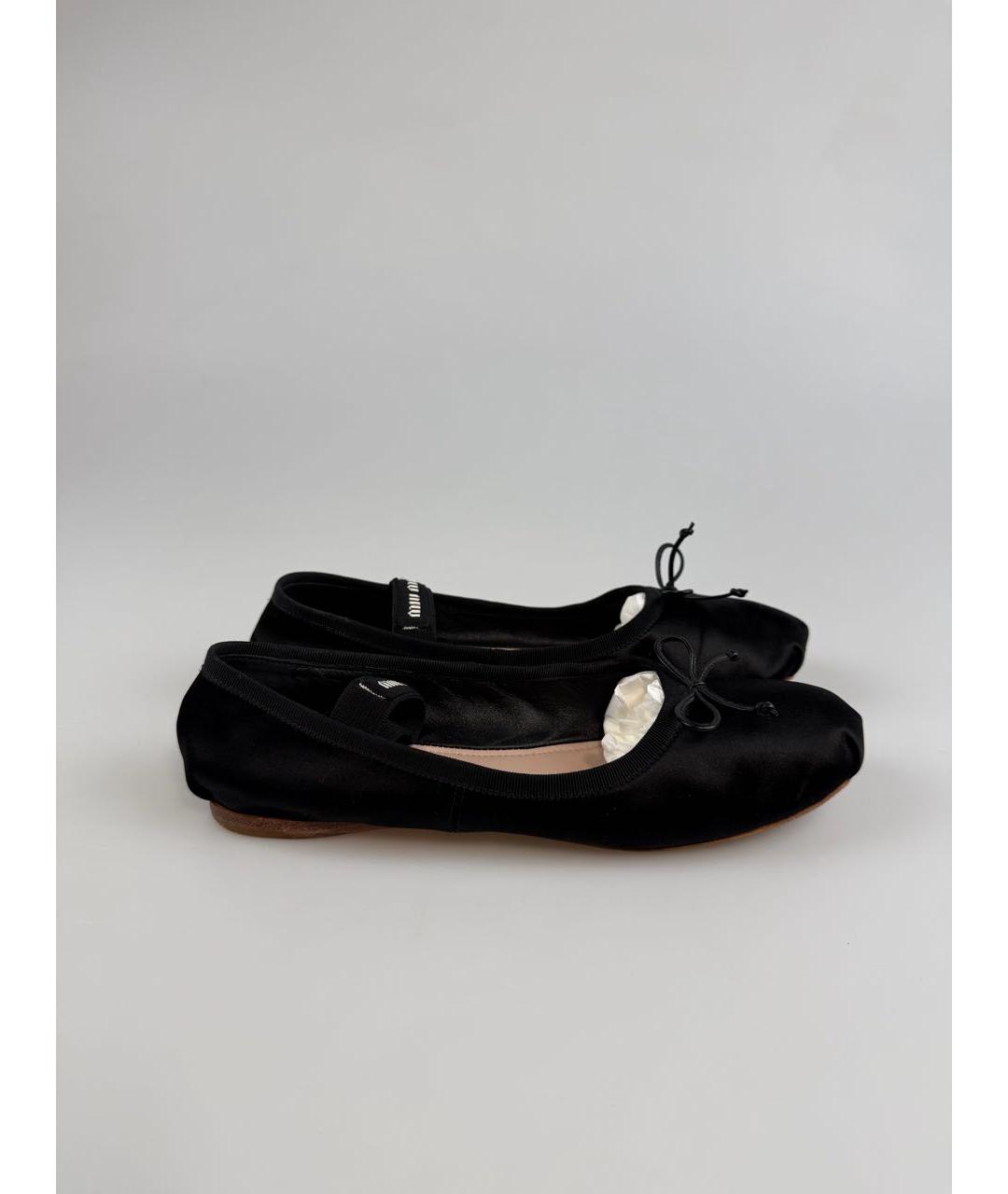 MIU MIU Черные текстильные балетки, фото 7