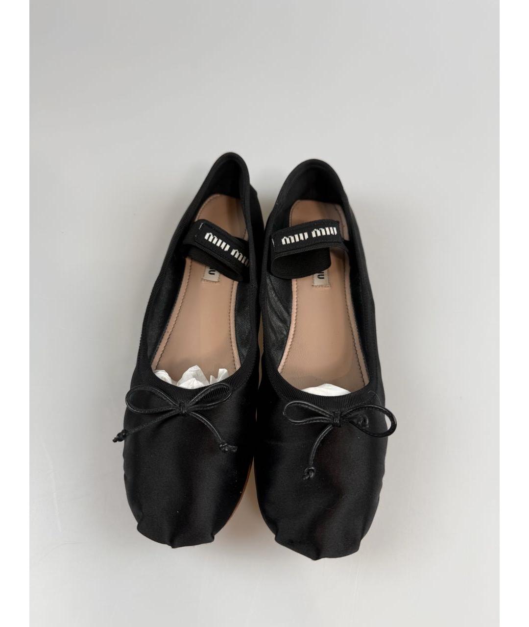 MIU MIU Черные текстильные балетки, фото 2