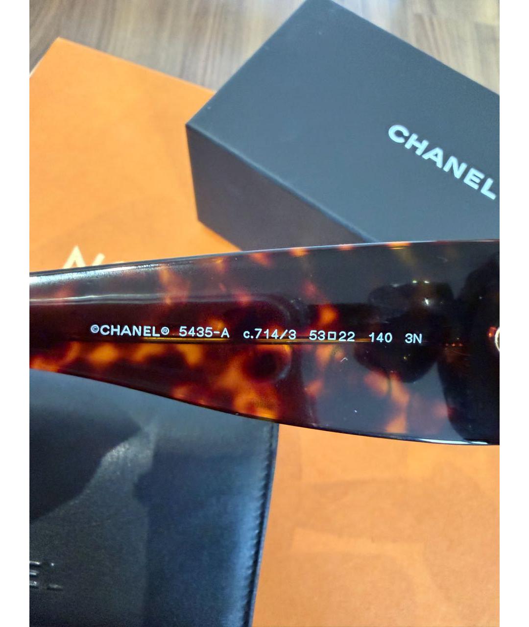 CHANEL Коричневые пластиковые солнцезащитные очки, фото 7