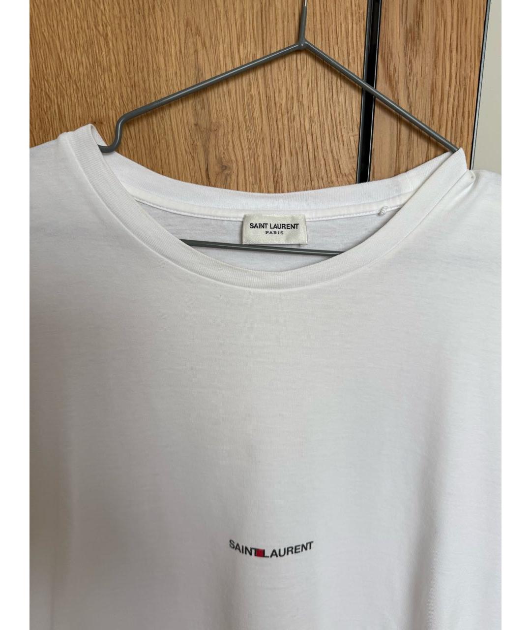 SAINT LAURENT Белая хлопковая футболка, фото 3