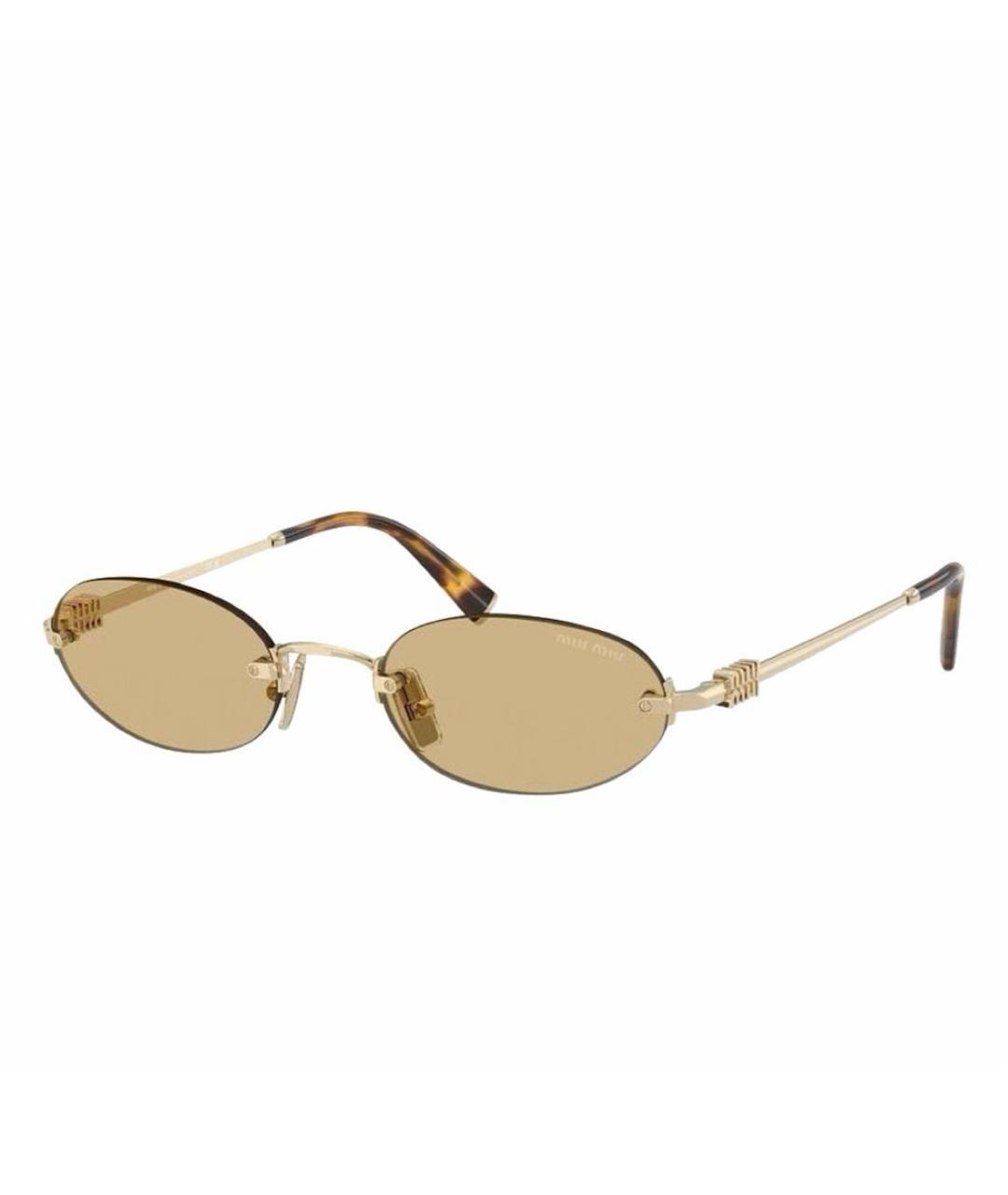 MIU MIU Золотые металлические солнцезащитные очки, фото 5