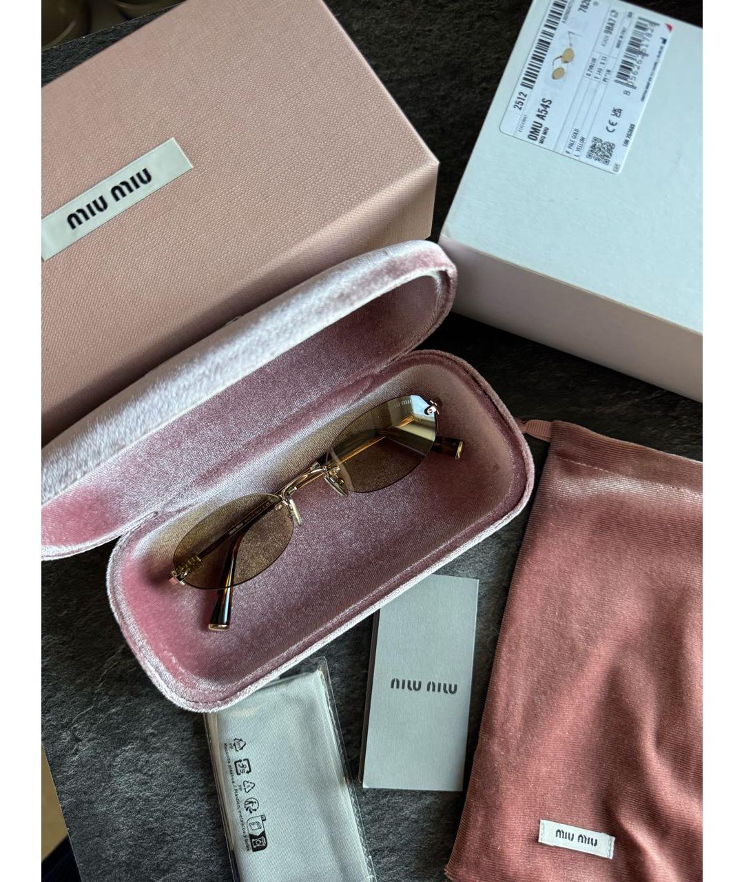 MIU MIU Золотые металлические солнцезащитные очки, фото 3