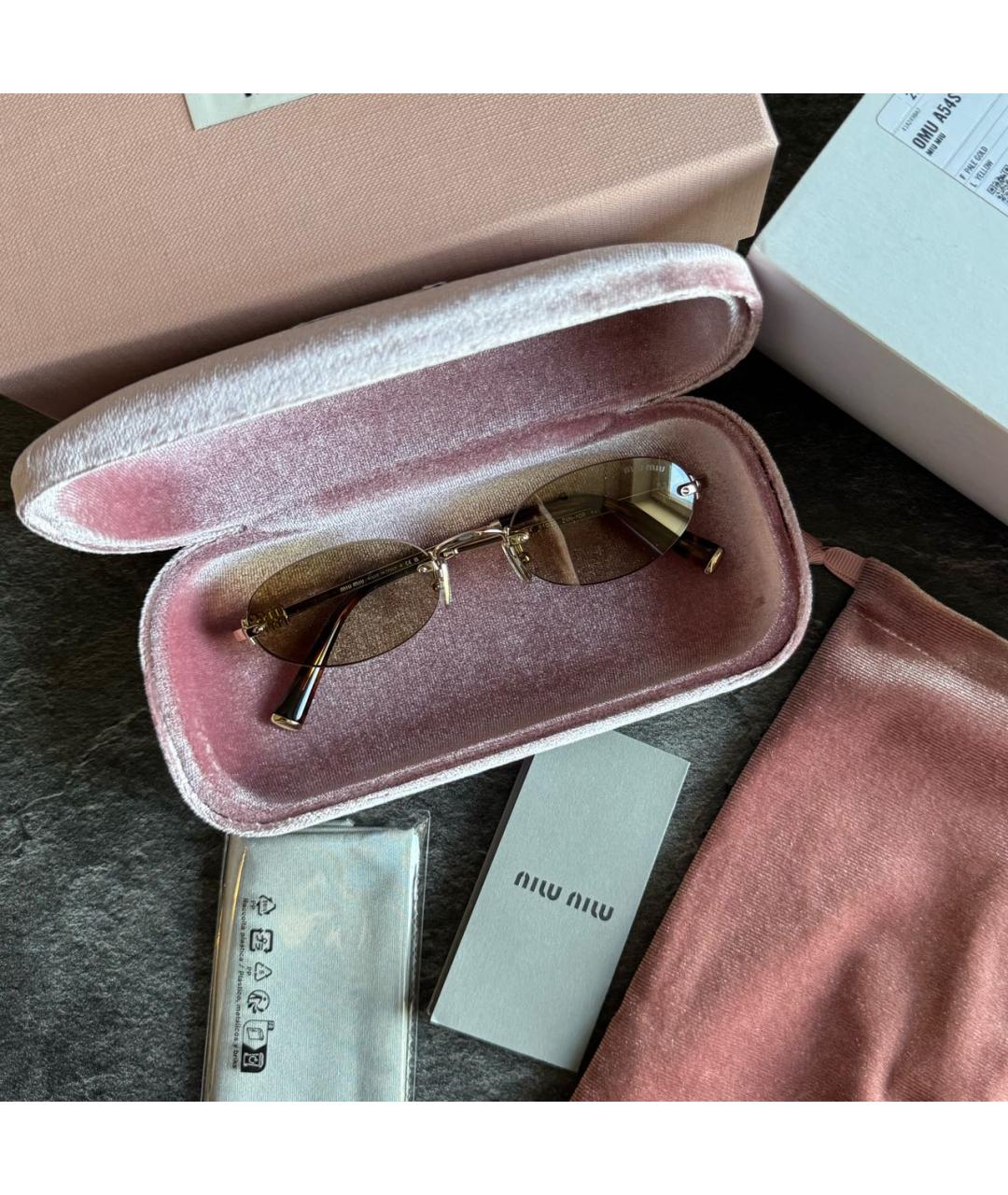 MIU MIU Золотые металлические солнцезащитные очки, фото 4