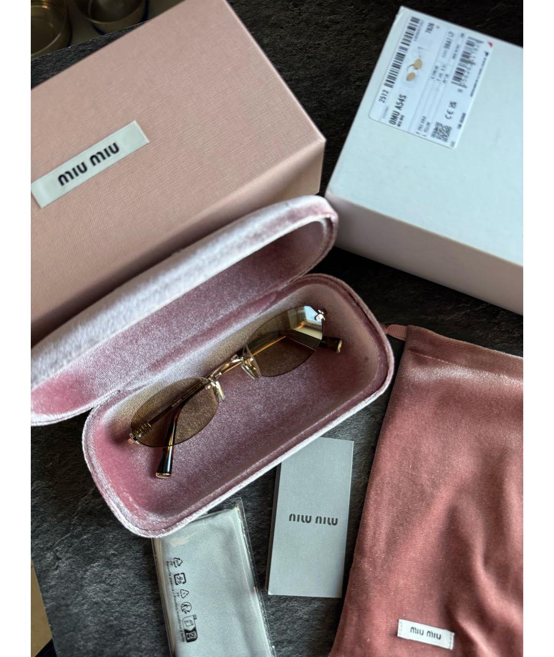 MIU MIU Золотые металлические солнцезащитные очки, фото 2