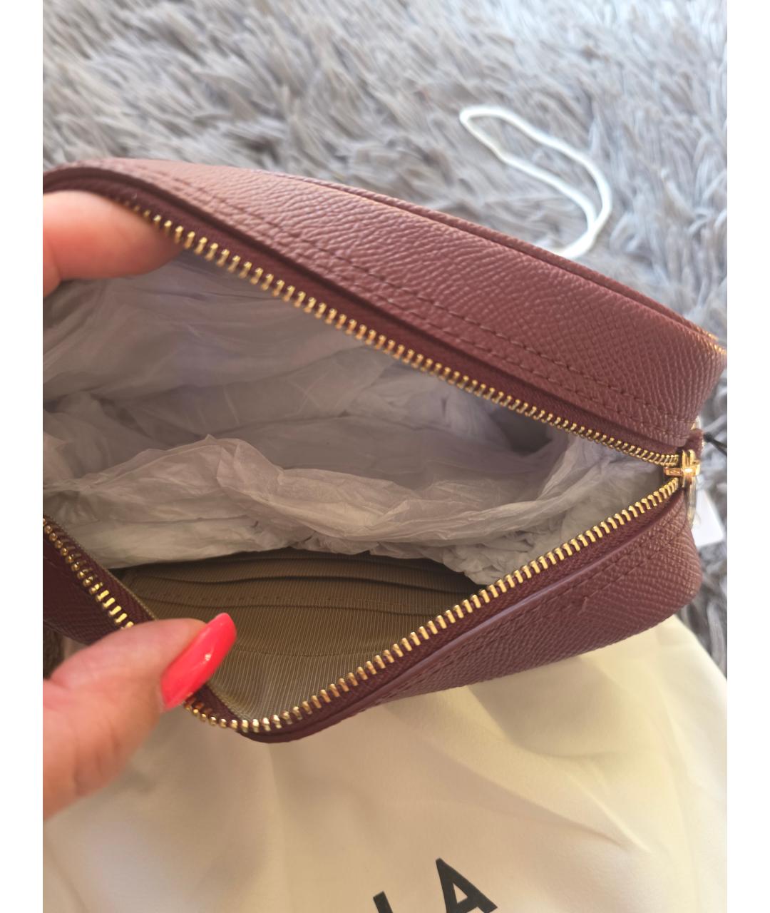 FURLA Бордовая кожаная сумка через плечо, фото 5