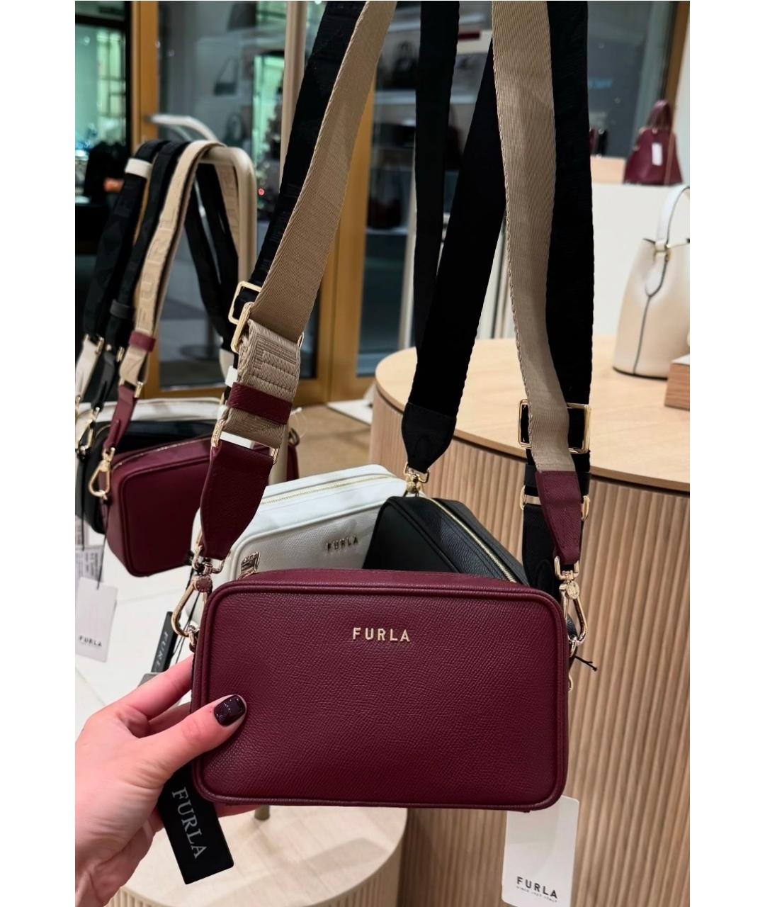 FURLA Бордовая кожаная сумка через плечо, фото 4