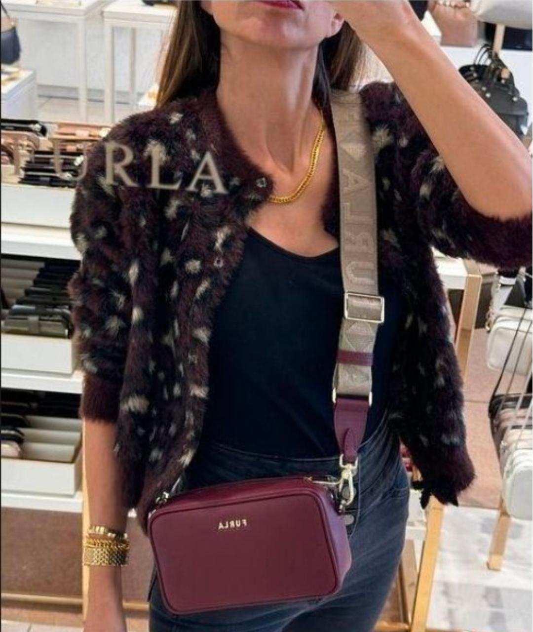 FURLA Бордовая кожаная сумка через плечо, фото 8