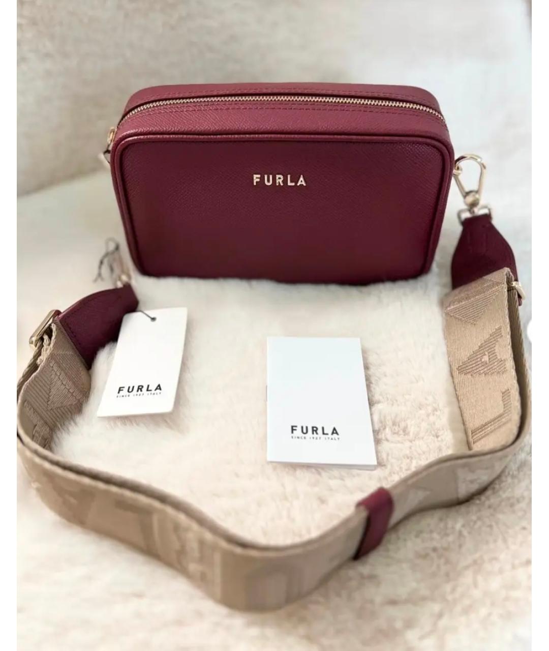 FURLA Бордовая кожаная сумка через плечо, фото 3