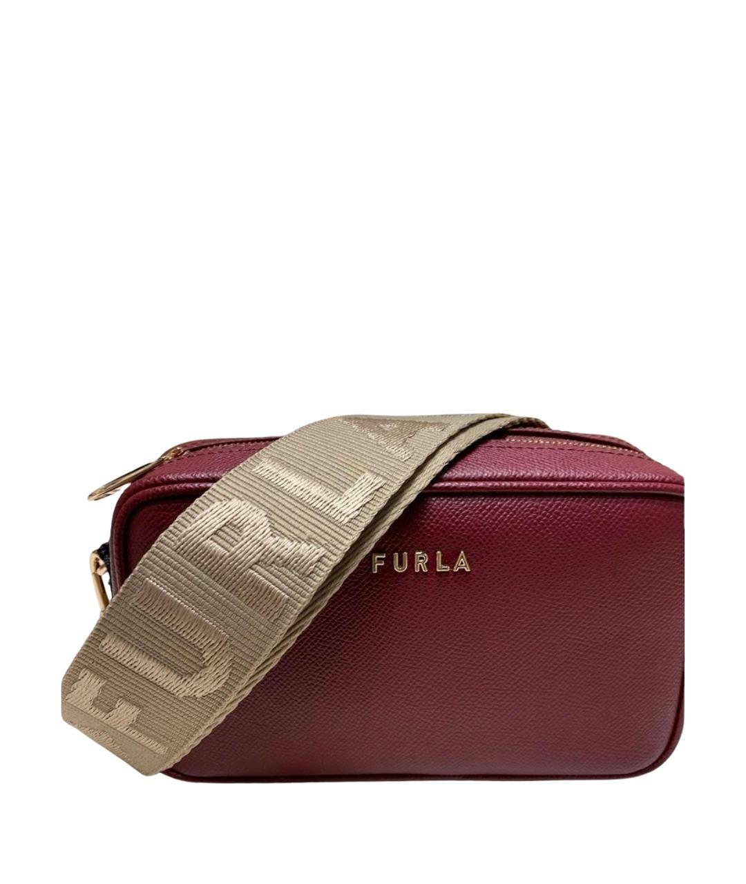 FURLA Бордовая кожаная сумка через плечо, фото 1